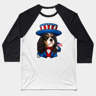 Fourth of July Cavalier King Charles Spaniel Baseball T-Shirt